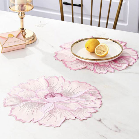 Flower Embroidered Place Mat