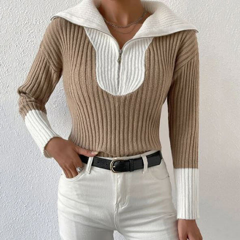 Drop Shoulder Half Zip Sweater