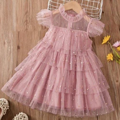 Toddler Girls Layered Star Mesh Dress