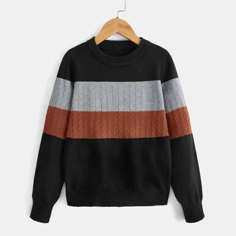Boys Stripe Cable Knit Sweater