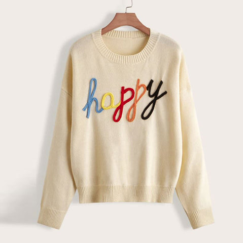 Plus Letter Pattern Sweater