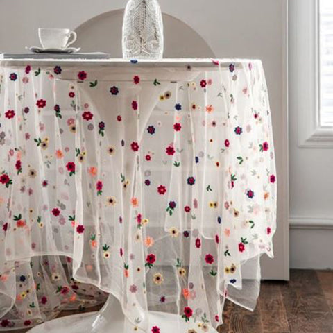 Flower Embroidered Tablecloth