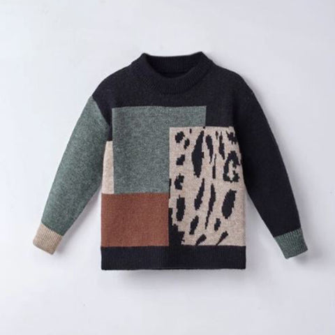 Toddler Boys Graphic Pattern Color Block Sweater