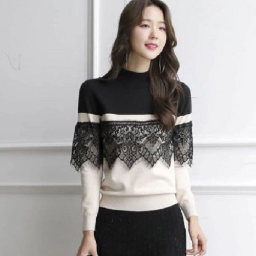 Lace and Knit Top