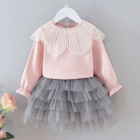 Toddler Girls Blouse & Layered Mesh Skirt