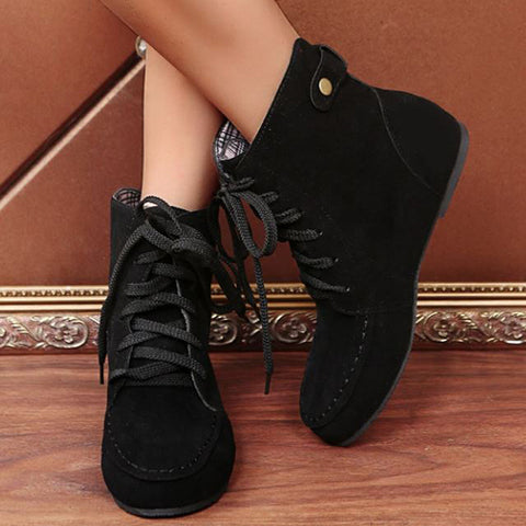Minimalist Lace Up Front Boots