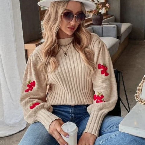Strawberry Lantern Sleeve Sweater
