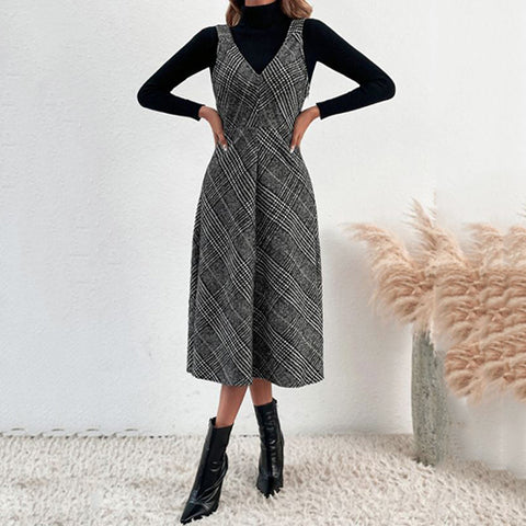 Plaid Tweed Sleeveless Dress