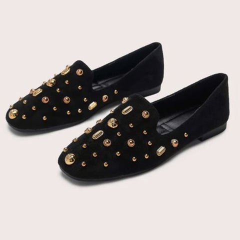 Metal Décor Flat Loafers