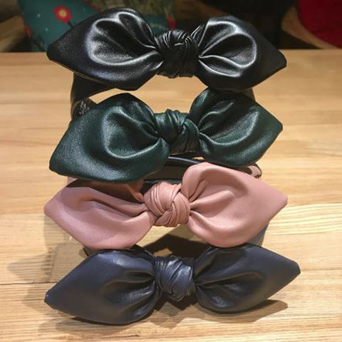 Leather Bow Headband