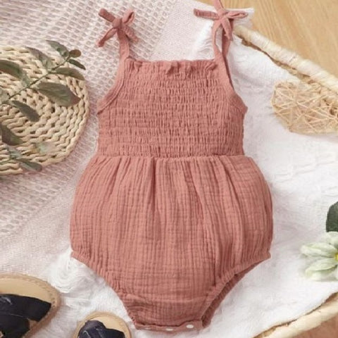 Baby Solid Shirred Romper