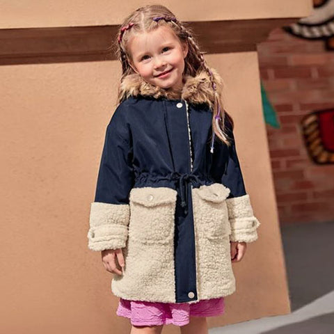 Toddler Girls Two Tone Hooded Coat