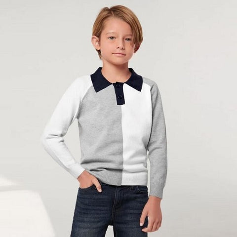 Boys Color Block Raglan Sleeve Sweater