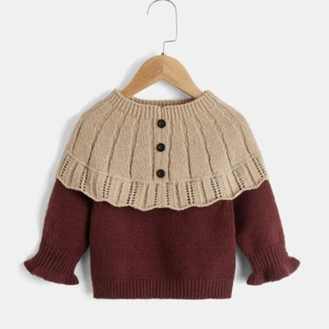 Baby Two Tone Flounce Sleeve Sweater