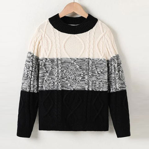 Boys Colorblock Cable Knit Sweater