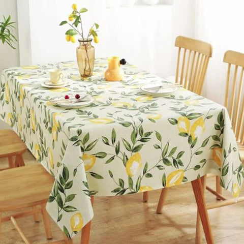 Lemon & Leaf Pattern Waterproof Tablecloth