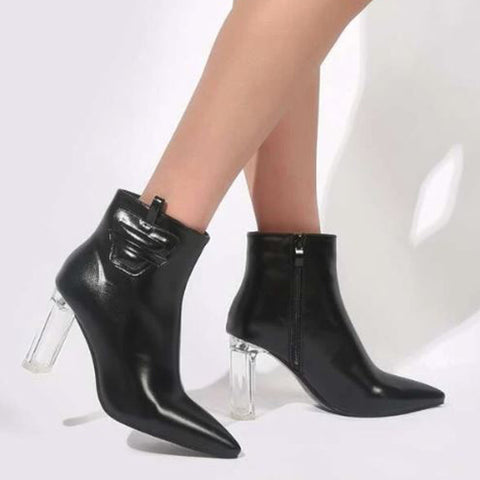Clear Chunky Heeled Classic Boots