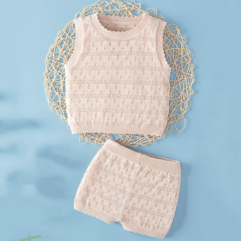 Baby Pointelle Knit Knit Vest & Shorts