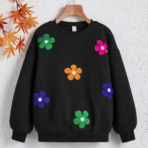 Girls Floral Patched Pullover