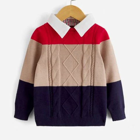 Toddler Boys Colorblock Collar Sweater