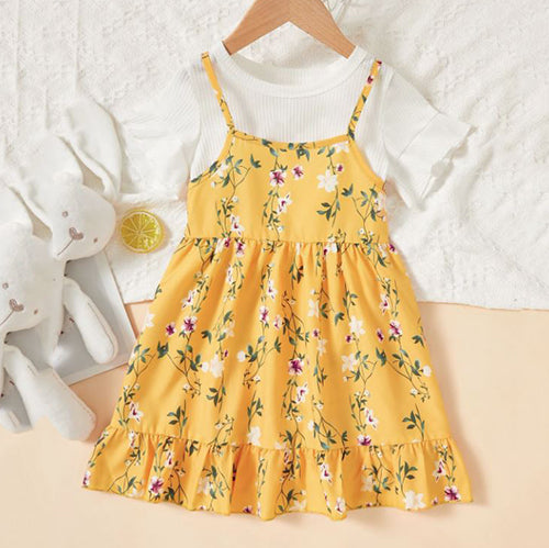 Toddler Girls Floral Dress & Tee
