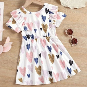 Toddler Girls Heart Print Dress