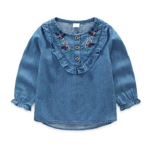 Ruffled Denim Shirt