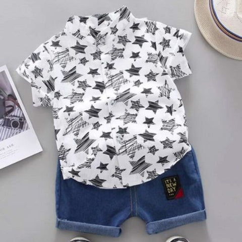 Toddler Boys Star Print Shirt and Shorts