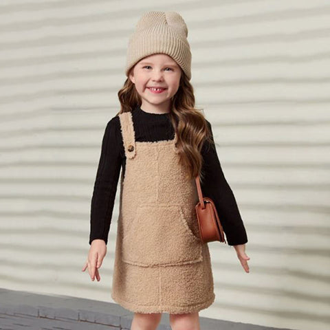 Toddler Girls Pocket Teddy Overall Dress