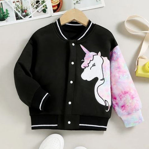 Toddler Girls Unicorn Varsity Jacket