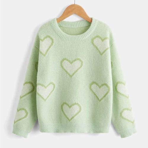 Girls Heart Pattern Sweater