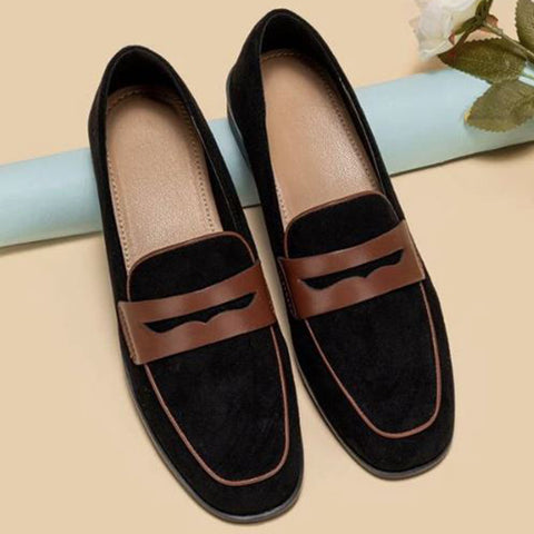 Contrast Piping Faux Suede Loafers