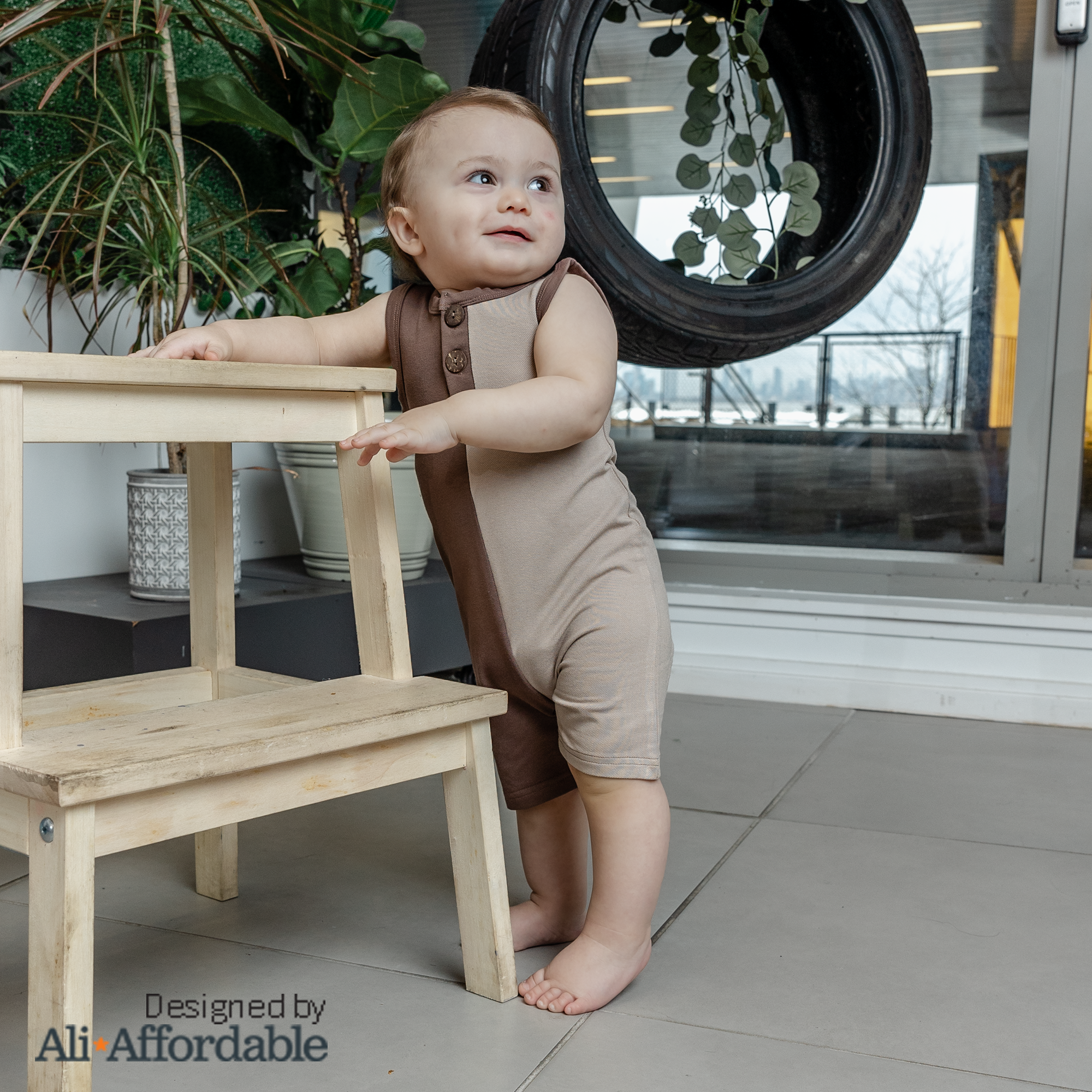 Colorblock Denim Romper