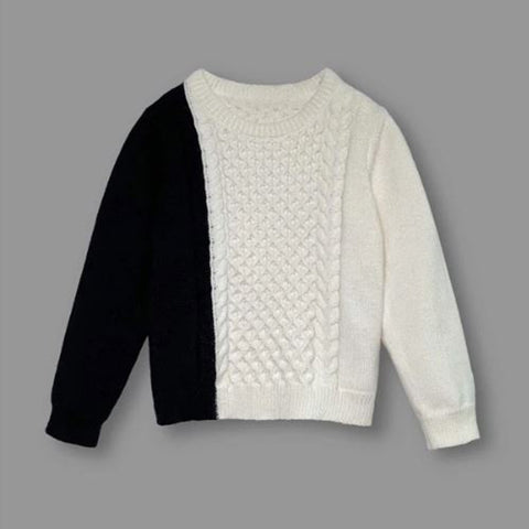 Boys Two Tone Cable Knit Sweater