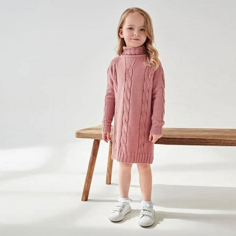 Toddler Girls Cable Knit Sweater Dress