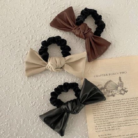 Leather Bow Hair Tie