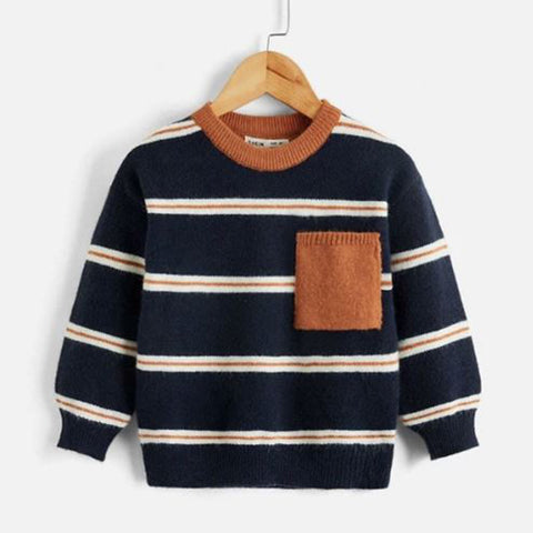 Toddler Boys Stripe Patched Sweater