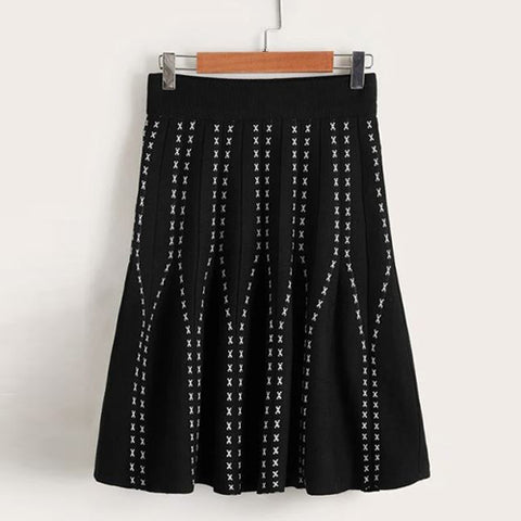 Graphic Pattern Sweater Skirt