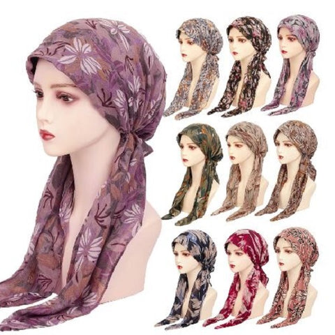 Nature Print Pretied Headscarf