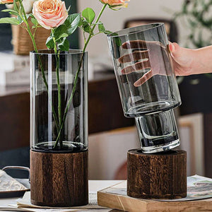 Wood Base Vase
