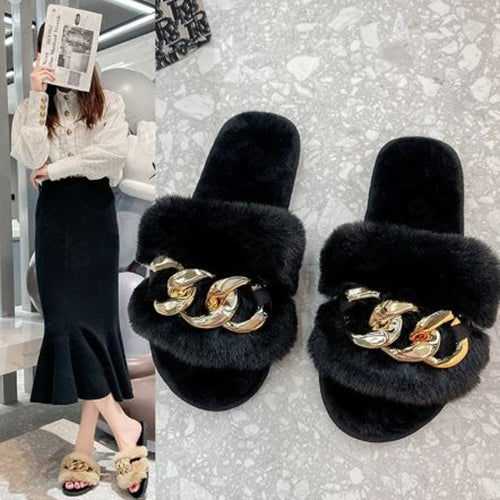 Fur Buckle Slides