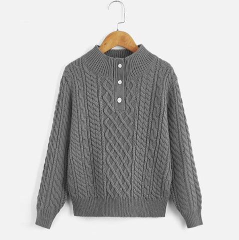 Boys Quarter Button Cable Knit Sweater