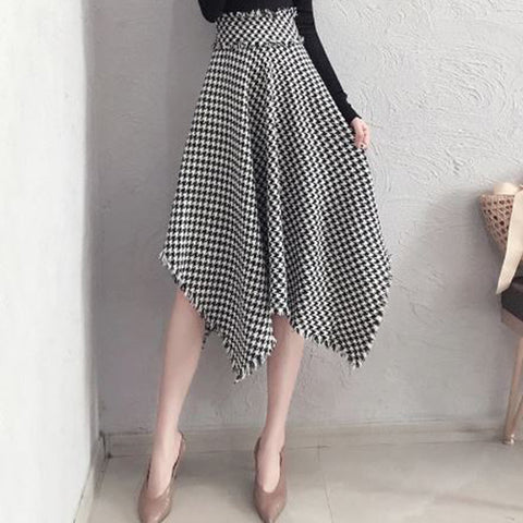 Houndstooth Asymmetrical Skirt