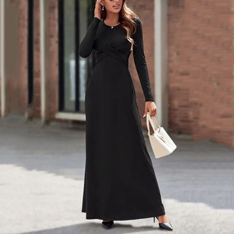 Solid Wrap Front Maxi Dress