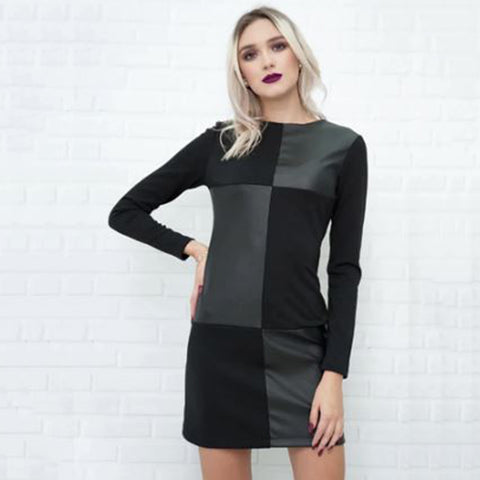Leather Patch Dress
