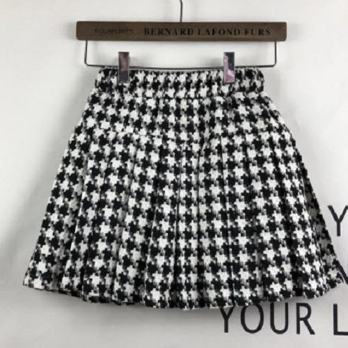 Houndstooth Pleated Skirt