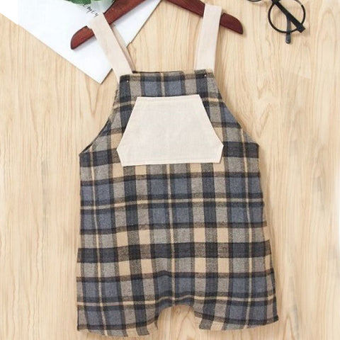 Baby Plaid Overall Romper